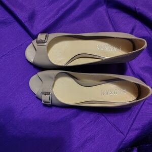 Lauren Ralph Lauren Taupe Peep-Toe Kitten Heels